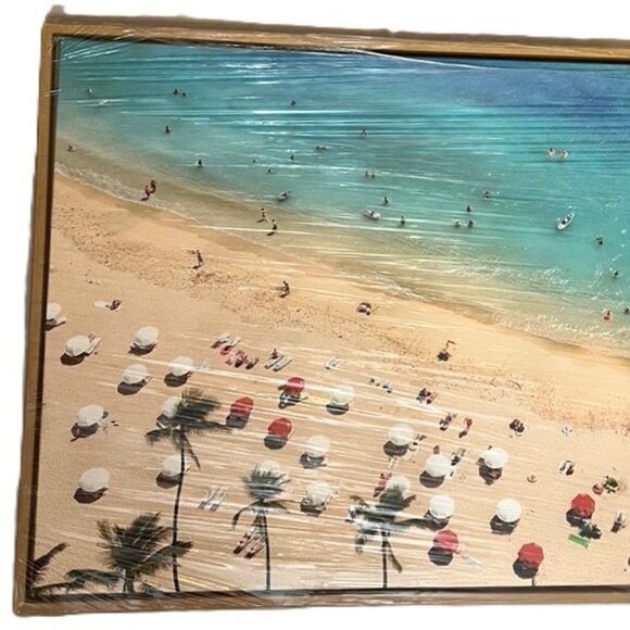 🛑TROPICAL BEACH Canvas ➕ FRAMED 🆒 WALL ART Ocean Aerial PAINTING 💸BUY NOW‼️🟢 - Picture 4 of 16